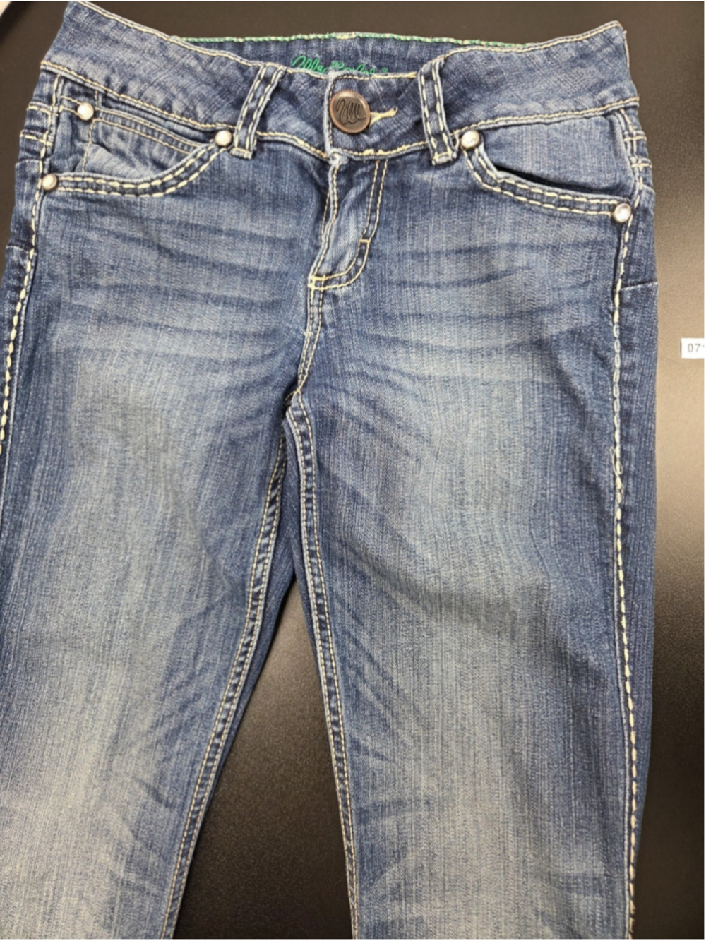 Wrangler Women’s Bootcut Jeans Size 1/2 x 34 Embellished Rhinestone Denim #712